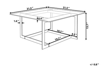 Crystal 80 cm neliönmuotoinen sohvapöytä geometrisellä jalustalla lasia - Kirkas - Huonekalut - Pöytä & ruokailuryhmä - Sohvapöytä
