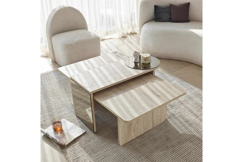 Dasina Sarjapöytä 105 cm - Travertiini - Huonekalut - Pöytä & ruokailuryhmä - Sohvapöytä