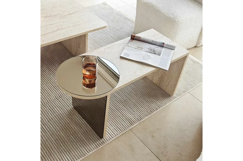 Dasina Sarjapöytä 105 cm - Travertiini - Huonekalut - Pöytä & ruokailuryhmä - Sohvapöytä