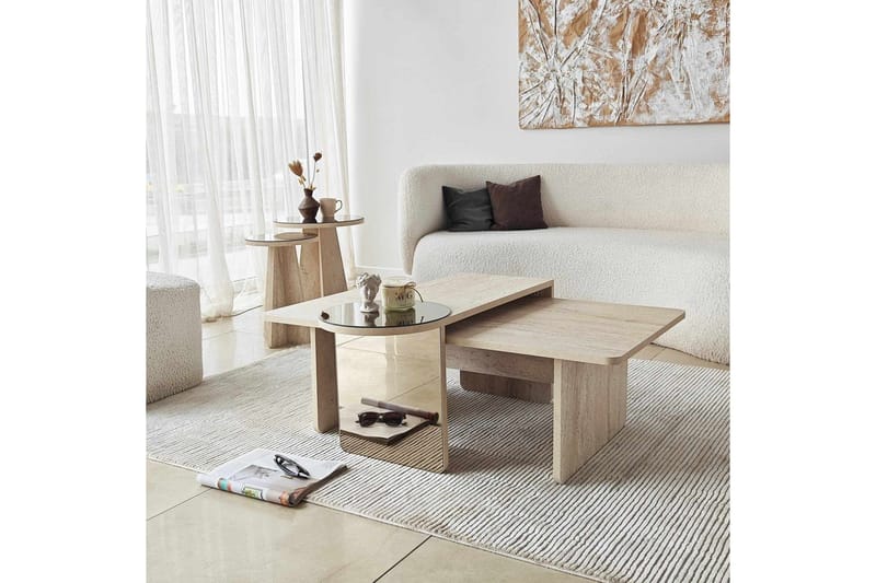 Dasina Sarjapöytä 105 cm - Travertiini - Huonekalut - Pöytä & ruokailuryhmä - Sohvapöytä