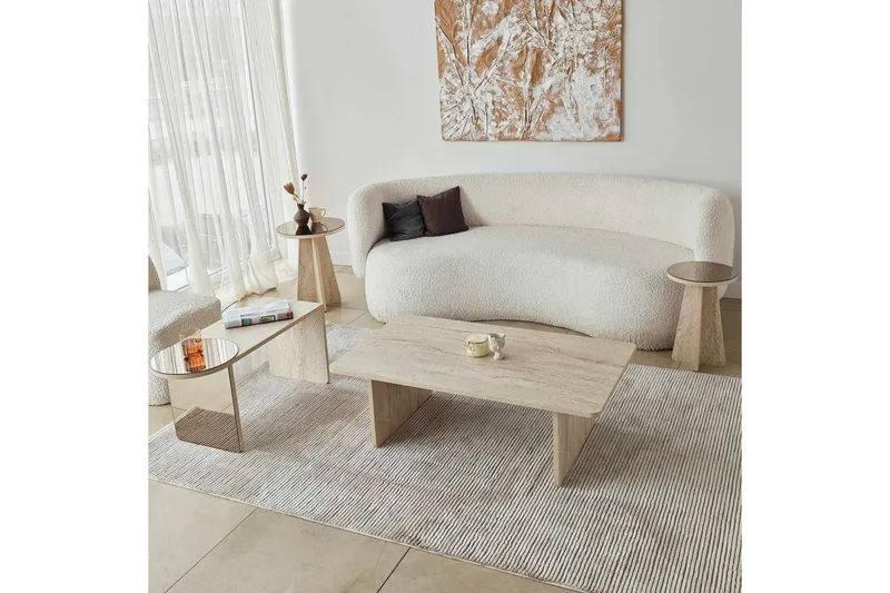 Dasina Sarjapöytä 105 cm - Travertiini - Huonekalut - Pöytä & ruokailuryhmä - Sohvapöytä