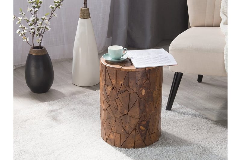 Dawson pyöreä sohvapöytä 30 cm tiikkiä mosaiikkikuviolla, Ruskea