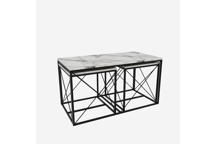 Sohvapöytä Defneia 45 cm - Musta/Valkoinen Marmori - Sohvapöytä