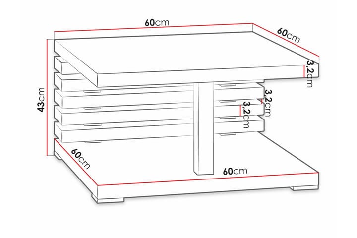 Sohvapöytä Denogal 60 cm - Ruskea - Sohvapöytä