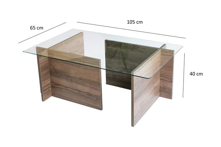 Sohvapöytä Dimants 105x40x105 cm - Ruskea - Sohvapöytä