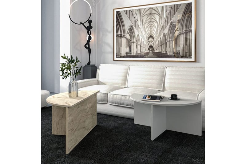 Sohvapöytä Dolcer Harmaa / Travertiini - Harmaa / Travertiini - Huonekalut - Pöytä & ruokailuryhmä - Apupöytä & sivupöytä - Sarjapöytä