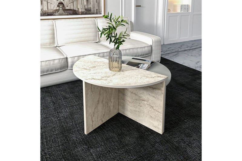 Sohvapöytä Dolcer Harmaa / Travertiini - Harmaa / Travertiini - Huonekalut - Pöytä & ruokailuryhmä - Apupöytä & sivupöytä - Sarjapöytä