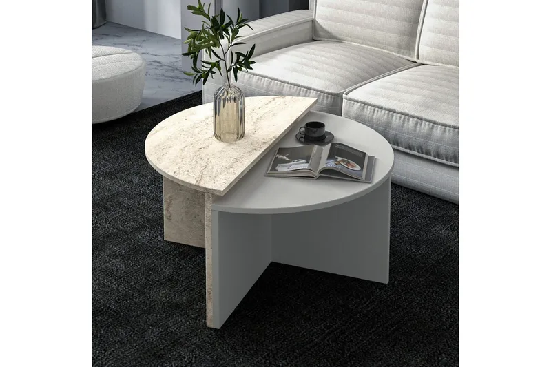 Sohvapöytä Dolcer Harmaa / Travertiini - Harmaa / Travertiini - Huonekalut - Pöytä & ruokailuryhmä - Apupöytä & sivupöytä - Sarjapöytä