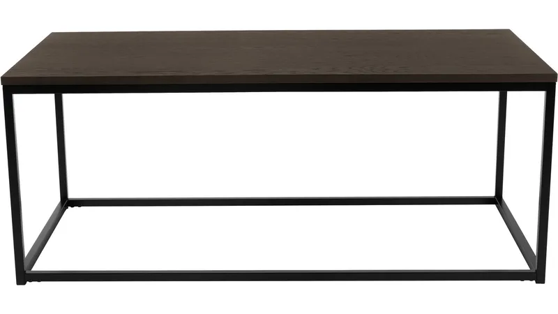 Sohvapöytä Dover 120x60 cm - Tummanruskea tammiviilu mustaksi lakatuilla metallijaloilla - Huonekalut - Pöytä & ruokailuryhmä - Sohvapöytä