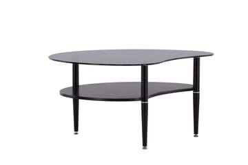 Egg soikea sohvapöytä hyllyllä 101x80 cm lasia metallijaloilla - Savunharmaa - Huonekalut - Pöytä & ruokailuryhmä - Sohvapöytä