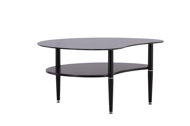Egg soikea sohvapöytä hyllyllä 101x80 cm lasia metallijaloilla - Savunharmaa - Huonekalut - Pöytä & ruokailuryhmä - Sohvapöytä