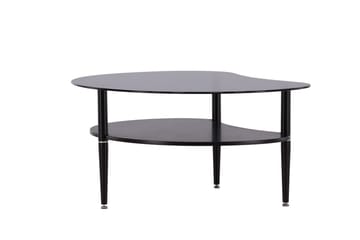 Egg soikea sohvapöytä hyllyllä 101x80 cm lasia metallijaloilla - Savunharmaa - Huonekalut - Pöytä & ruokailuryhmä - Sohvapöytä