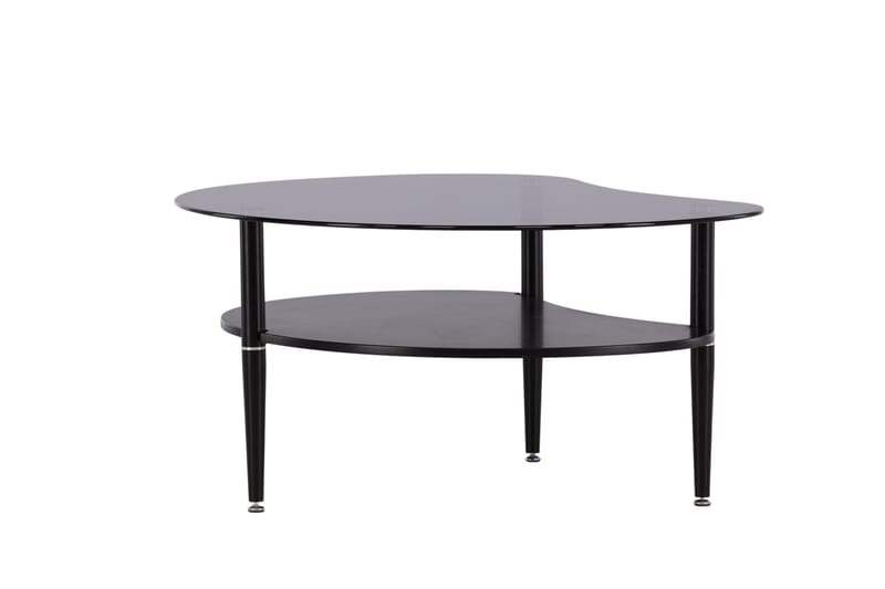 Egg soikea sohvapöytä hyllyllä 101x80 cm lasia metallijaloilla - Savunharmaa - Huonekalut - Pöytä & ruokailuryhmä - Sohvapöytä
