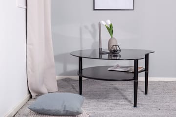 Egg soikea sohvapöytä hyllyllä 101x80 cm lasia metallijaloilla - Savunharmaa - Huonekalut - Pöytä & ruokailuryhmä - Sohvapöytä