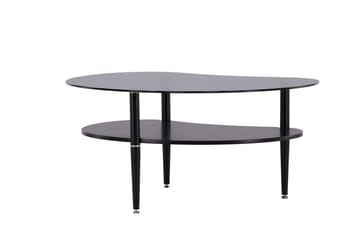 Egg soikea sohvapöytä hyllyllä 101x80 cm lasia metallijaloilla - Savunharmaa - Huonekalut - Pöytä & ruokailuryhmä - Sohvapöytä