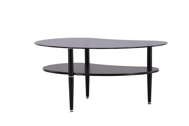 Egg soikea sohvapöytä hyllyllä 101x80 cm lasia metallijaloilla - Savunharmaa - Huonekalut - Pöytä & ruokailuryhmä - Sohvapöytä