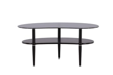 Egg soikea sohvapöytä hyllyllä 101x80 cm lasia metallijaloilla - Savunharmaa - Huonekalut - Pöytä & ruokailuryhmä - Sohvapöytä