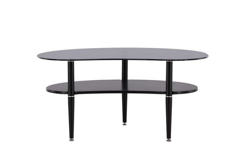 Egg soikea sohvapöytä hyllyllä 101x80 cm lasia metallijaloilla - Savunharmaa - Huonekalut - Pöytä & ruokailuryhmä - Sohvapöytä