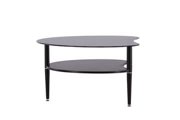 Egg soikea sohvapöytä hyllyllä 101x80 cm lasia metallijaloilla - Savunharmaa - Huonekalut - Pöytä & ruokailuryhmä - Sohvapöytä