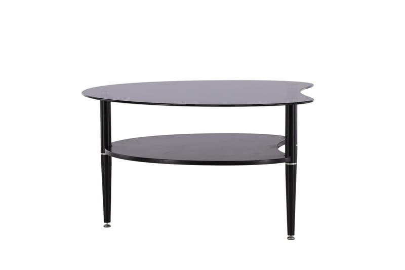 Egg soikea sohvapöytä hyllyllä 101x80 cm lasia metallijaloilla - Savunharmaa - Huonekalut - Pöytä & ruokailuryhmä - Sohvapöytä