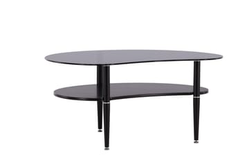 Egg soikea sohvapöytä hyllyllä 101x80 cm lasia metallijaloilla - Savunharmaa - Huonekalut - Pöytä & ruokailuryhmä - Sohvapöytä
