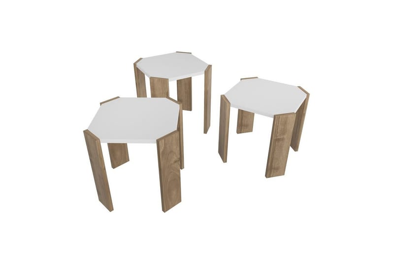 Sohvapöytä Elvaran valkoinen / pähkinäpuu - Ruskea/Valkoinen - Huonekalut - Pöytä & ruokailuryhmä - Apupöytä & sivupöytä - Sarjapöytä