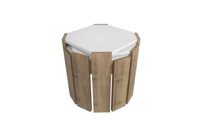 Sohvapöytä Elvaran valkoinen / pähkinäpuu, Ruskea/Valkoinen