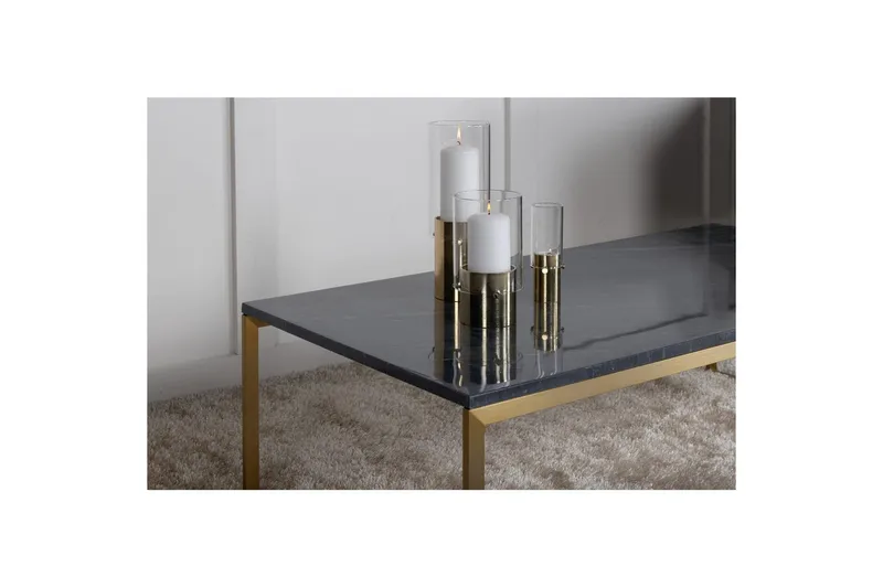 Sohvapöytä Estelle Suorakulmainen 60x120 cm Marmori Harmaa / Messinki - Harmaa / Messinki - Huonekalut - Pöytä & ruokailuryhmä - Sohvapöytä