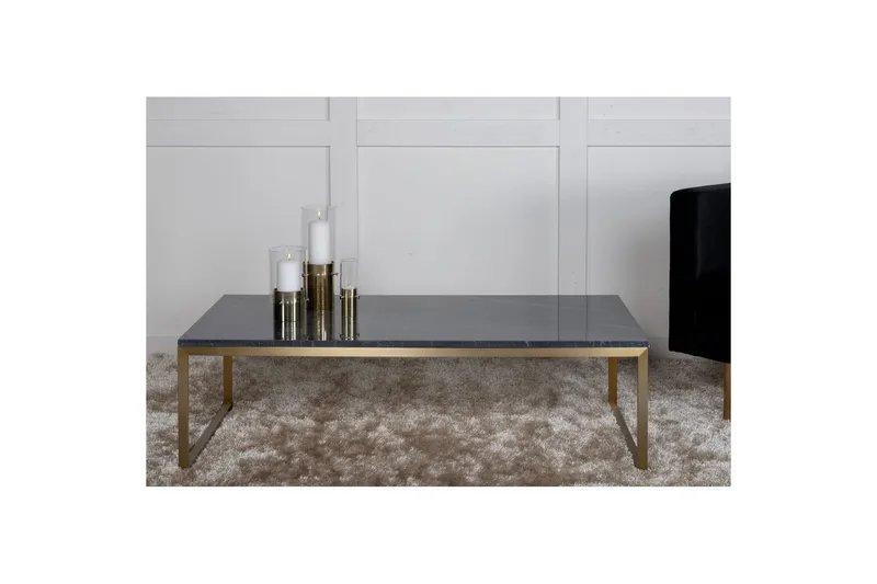 Sohvapöytä Estelle Suorakulmainen 60x120 cm Marmori Harmaa / Messinki - Harmaa / Messinki - Huonekalut - Pöytä & ruokailuryhmä - Sohvapöytä