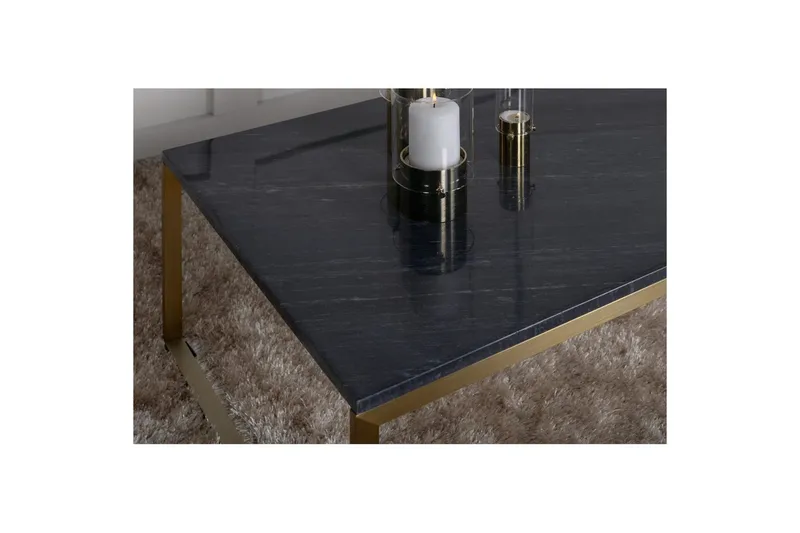 Sohvapöytä Estelle Suorakulmainen 60x120 cm Marmori Harmaa / Messinki - Harmaa / Messinki - Huonekalut - Pöytä & ruokailuryhmä - Sohvapöytä