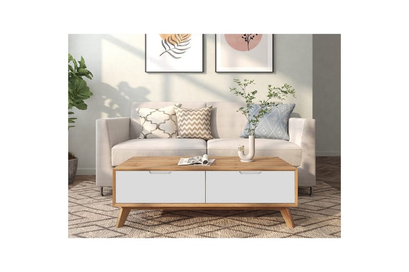 Sohvapöytä Ezra Wotan tammi/Valkoinen - Wotan tammi/Valkoinen - Huonekalut - Pöytä & ruokailuryhmä - Sohvapöytä