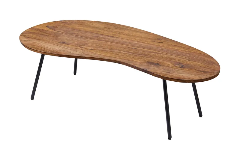 Fanks sohvapöytä 122 cm, munuaisenmuotoinen, Massiivipuu/Musta