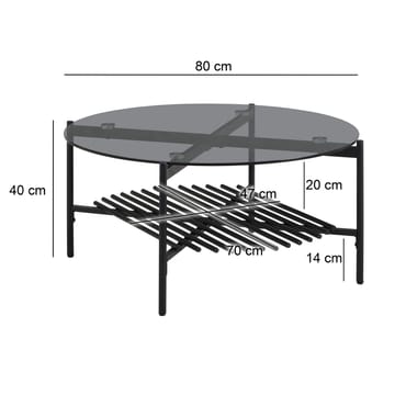 Fenela sohvapöytä 80 cm pyöreä - Savunharmaa ja mattamusta - Huonekalut - Pöytä & ruokailuryhmä - Sohvapöytä - Sohvapöytä säilytystilalla