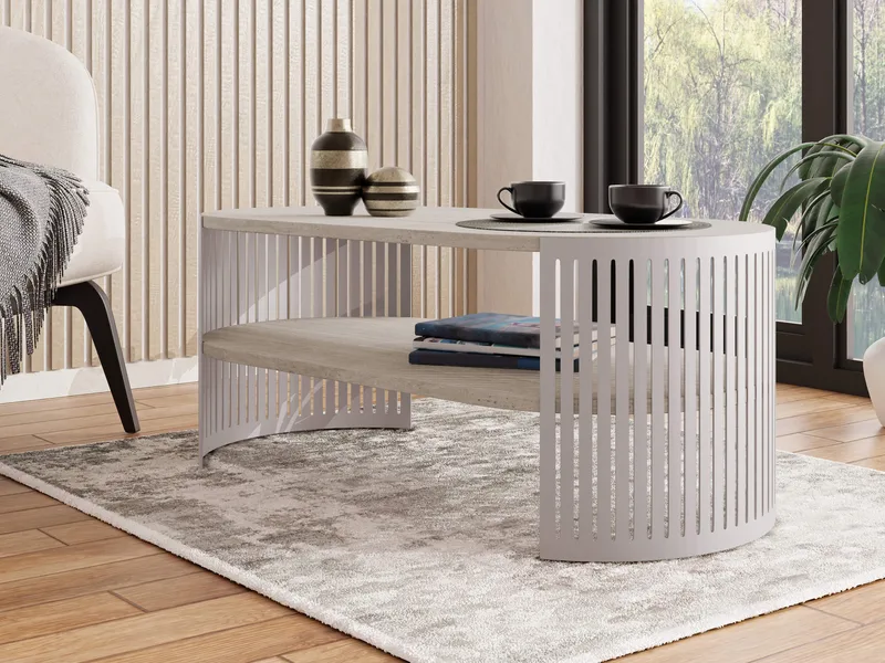 Friend sohvapöytä 100 cm, soikea - Beige|ruskea - Huonekalut - Pöytä & ruokailuryhmä - Sohvapöytä - Sohvapöytä säilytystilalla