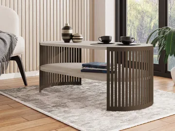 Friend sohvapöytä 100 cm, soikea - Ruskea|beige - Huonekalut - Pöytä & ruokailuryhmä - Sohvapöytä - Sohvapöytä säilytystilalla