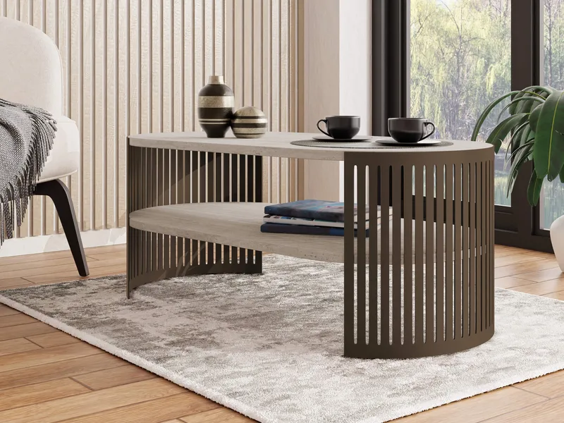 Friend sohvapöytä 100 cm, soikea - Ruskea|beige - Huonekalut - Pöytä & ruokailuryhmä - Sohvapöytä - Sohvapöytä säilytystilalla