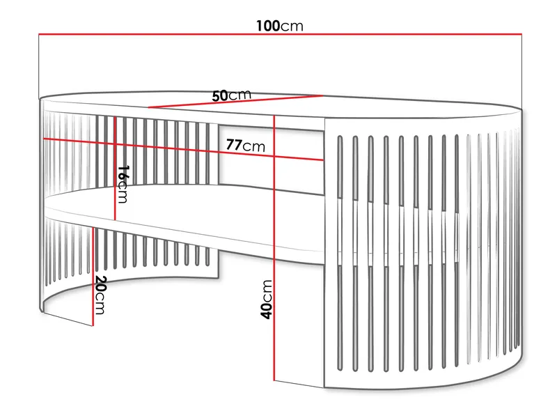 Friend sohvapöytä 100 cm, soikea - Ruskea|beige - Huonekalut - Pöytä & ruokailuryhmä - Sohvapöytä - Sohvapöytä säilytystilalla