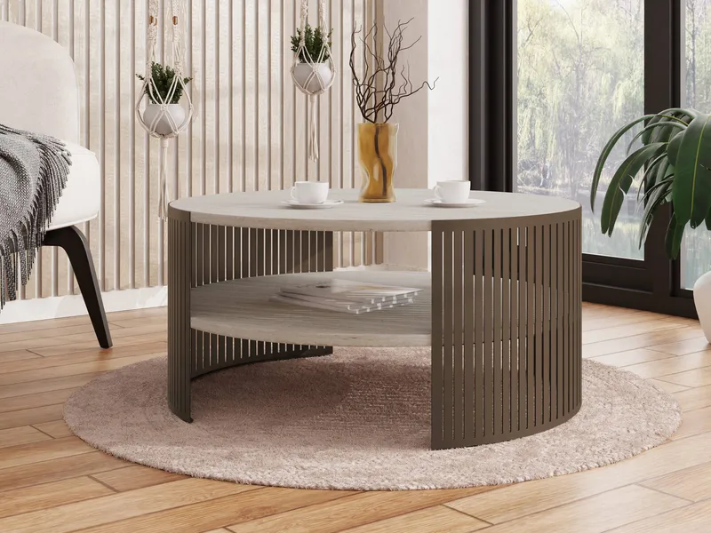 Friend sohvapöytä 75 cm, pyöreä - Ruskea|beige - Huonekalut - Pöytä & ruokailuryhmä - Sohvapöytä - Sohvapöytä säilytystilalla