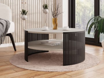 Friend sohvapöytä 75 cm, pyöreä - Musta|beige - Huonekalut - Pöytä & ruokailuryhmä - Sohvapöytä - Sohvapöytä säilytystilalla