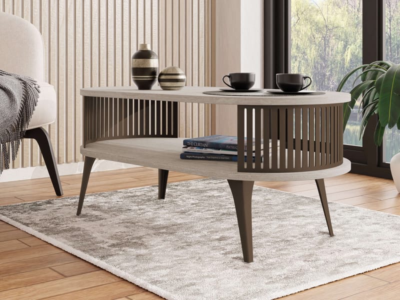 Galia sohvapöytä 100 cm, soikea - Beige|ruskea - Huonekalut - Pöytä & ruokailuryhmä - Sohvapöytä - Sohvapöytä säilytystilalla