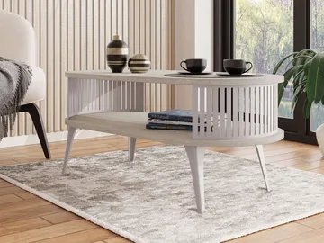 Galia sohvapöytä 100 cm, soikea - Beige|ruskea - Huonekalut - Pöytä & ruokailuryhmä - Sohvapöytä - Sohvapöytä säilytystilalla