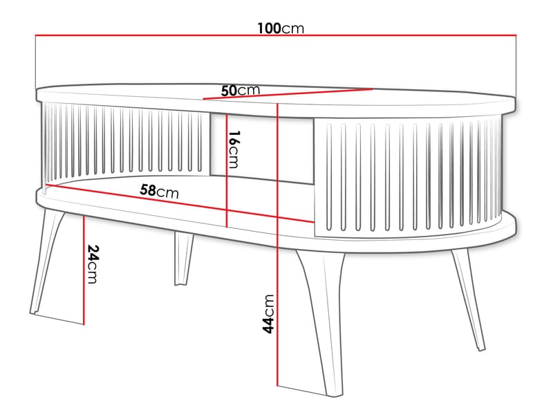 Galia sohvapöytä 100 cm, soikea - Ruskea|musta - Huonekalut - Pöytä & ruokailuryhmä - Sohvapöytä - Sohvapöytä säilytystilalla