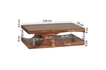 Gjerrild-sohvapöytä 118 cm, säilytyshyllyillä - Massiivipuu - Huonekalut - Pöytä & ruokailuryhmä - Sohvapöytä