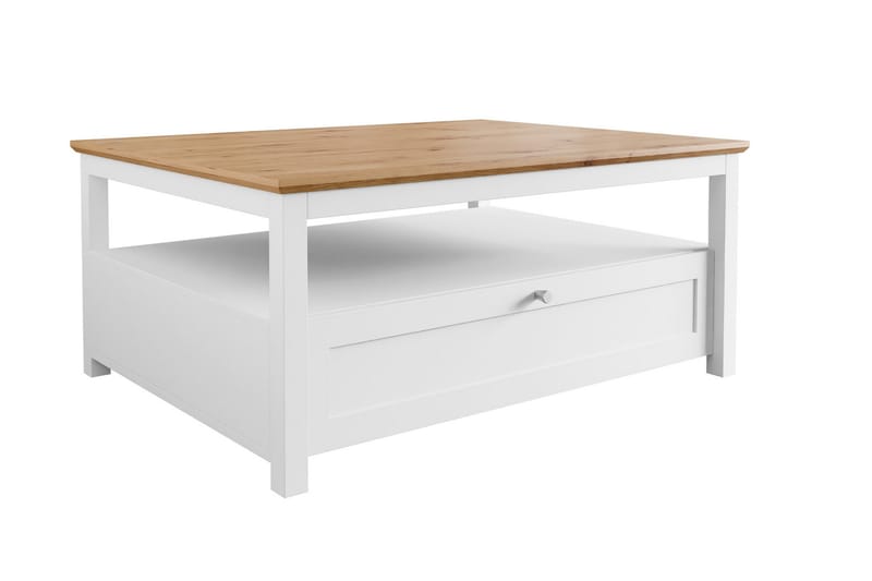 Sohvapöytä Hammerdal 104 cm, Valkoinen/Tammi