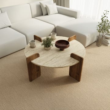 Sohvapöytä Hanah Home Avoure (90 x 35 x 90 cm) Travertine Walnut - Travertiini ja pähkinä - Huonekalut - Pöytä & ruokailuryhmä - Sohvapöytä