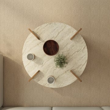 Sohvapöytä Hanah Home Avoure (90 x 35 x 90 cm) Travertine Walnut - Travertiini ja pähkinä - Huonekalut - Pöytä & ruokailuryhmä - Sohvapöytä