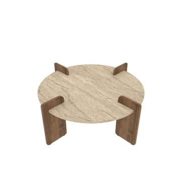 Sohvapöytä Hanah Home Avoure (90 x 35 x 90 cm) Travertine Walnut - Travertiini ja pähkinä - Huonekalut - Pöytä & ruokailuryhmä - Sohvapöytä