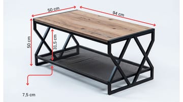 Sohvapöytä Hanah Home Drak (94 x 50 x 50 cm) atlantinmänty/musta - Huonekalut - Pöytä & ruokailuryhmä - Sohvapöytä - Sohvapöytä säilytystilalla