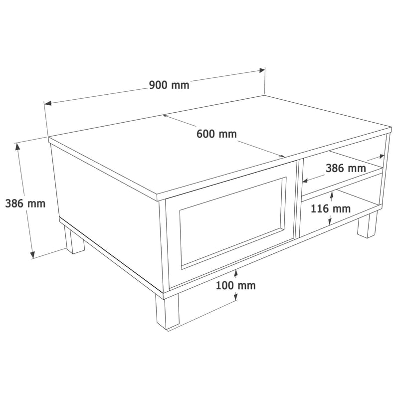 Sohvapöytä Hanah Home Dune (90 x 38,6 x 60 cm) Tammi - Tammi - Huonekalut - Pöytä & ruokailuryhmä - Sohvapöytä