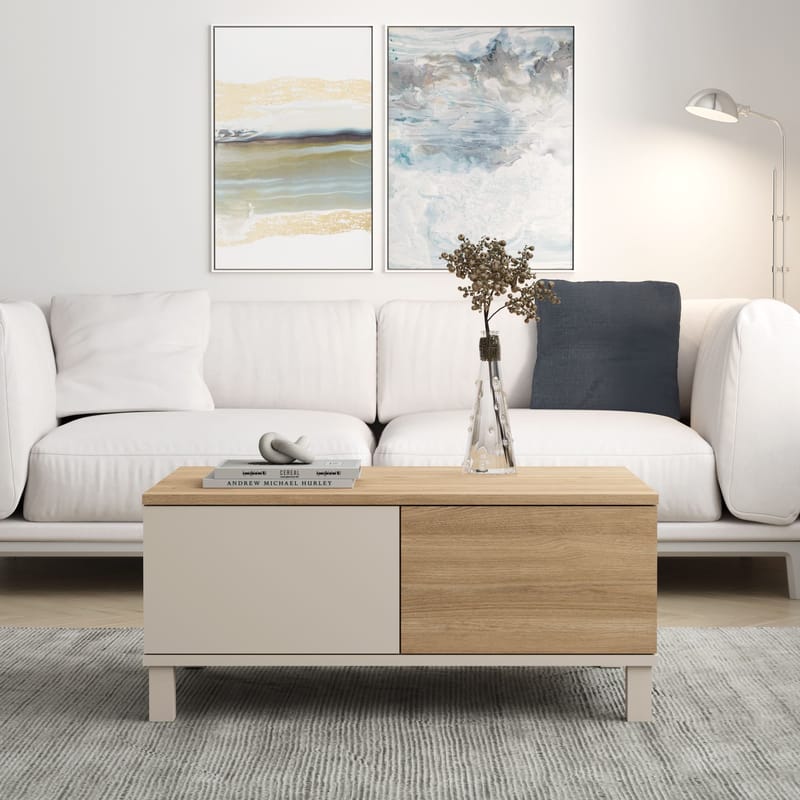 Sohvapöytä Hanah Home Mood (90 x 40 x 60 cm) Hiekkatammi - Hiekka ja tammi - Huonekalut - Pöytä & ruokailuryhmä - Sohvapöytä